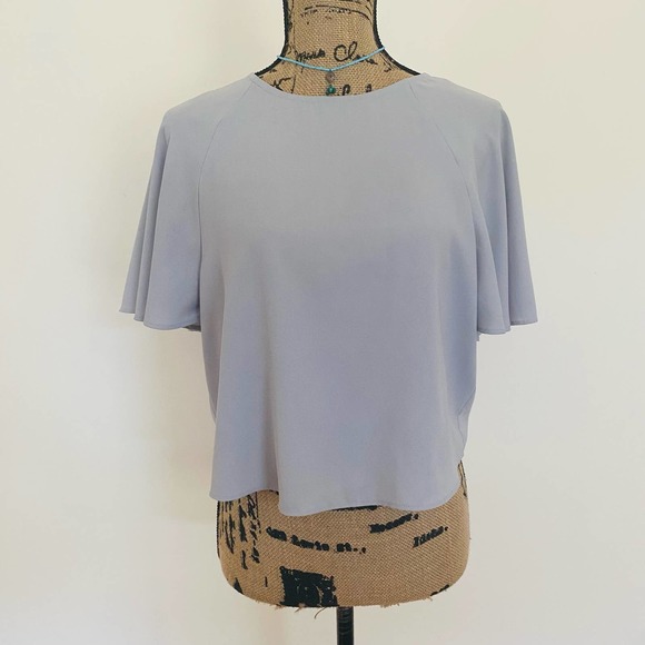Philosophy Tops - Philosophy Womens Drapy Flounce Flowy Sleeve Gray Soft Lightweight Cool Top